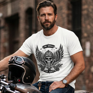 Twee wielen één hart Biker Schedel T-shirt