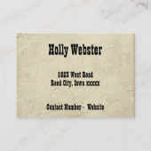 Twee wielen van een Westerne wagen Visitekaartje (Achterkant)