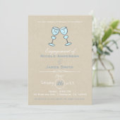 Twee wijn glazen speelse trouw engagement kaart (Staand voorkant)