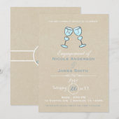 Twee wijn glazen speelse trouw engagement kaart (Voorkant / Achterkant)