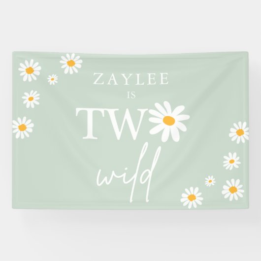 Twee Wild 2e verjaardag Boho Daisy Welkom Spandoek (Horizontaal)