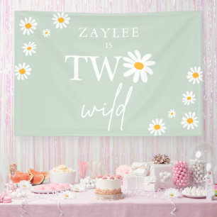 Twee Wild 2e verjaardag Boho Daisy Welkom Spandoek