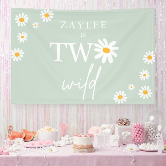 Twee Wild 2e verjaardag Boho Daisy Welkom Spandoek (Feest)