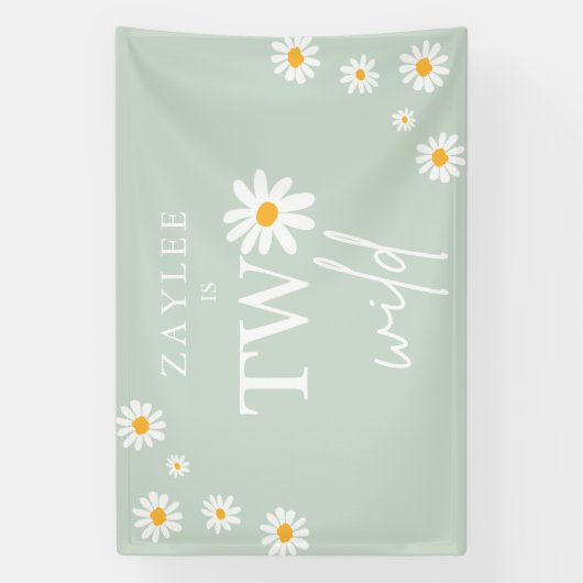 Twee Wild 2e verjaardag Boho Daisy Welkom Spandoek (Verticaal)