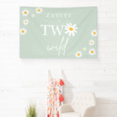 Twee Wild 2e verjaardag Boho Daisy Welkom Spandoek (Insitu)
