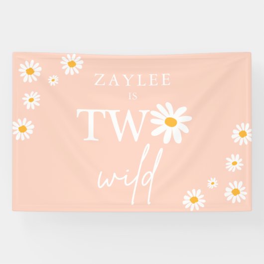Twee Wild 2e verjaardag Boho Daisy Welkom Spandoek (Horizontaal)