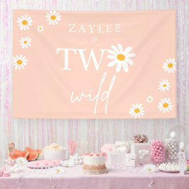 Twee Wild 2e verjaardag Boho Daisy Welkom Spandoek