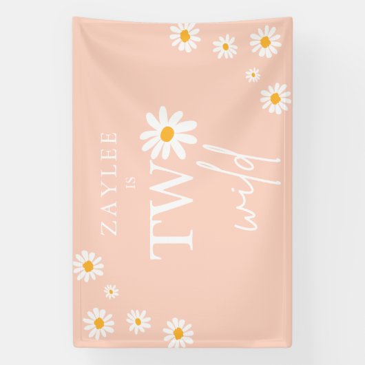 Twee Wild 2e verjaardag Boho Daisy Welkom Spandoek (Verticaal)