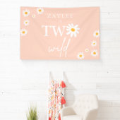 Twee Wild 2e verjaardag Boho Daisy Welkom Spandoek (Insitu)