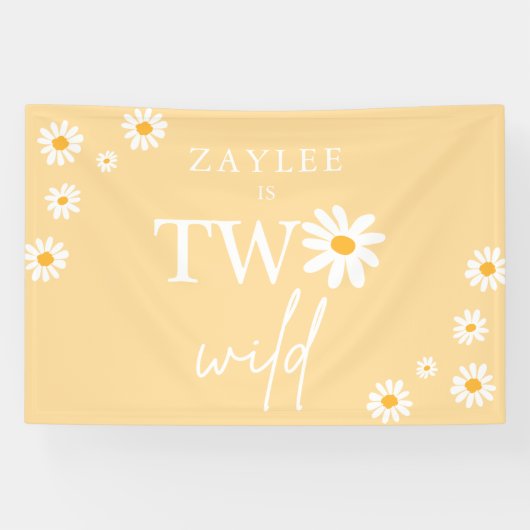 Twee Wild 2e verjaardag Boho Daisy Welkom Spandoek (Horizontaal)