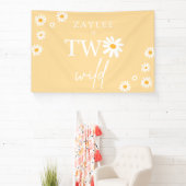 Twee Wild 2e verjaardag Boho Daisy Welkom Spandoek (Insitu)