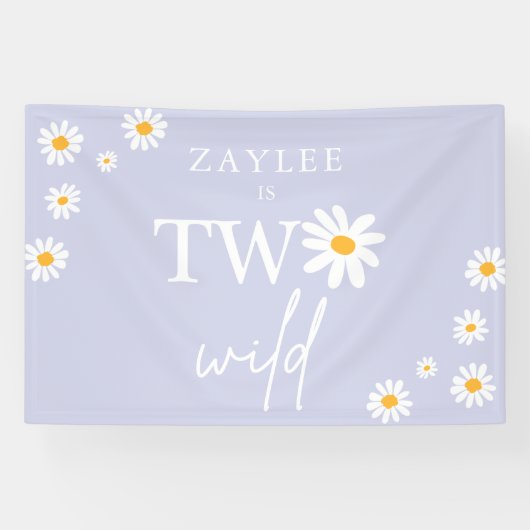 Twee Wild 2e verjaardag Boho Daisy Welkom Spandoek (Horizontaal)