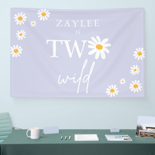 Twee Wild 2e verjaardag Boho Daisy Welkom Spandoek (Beurs)