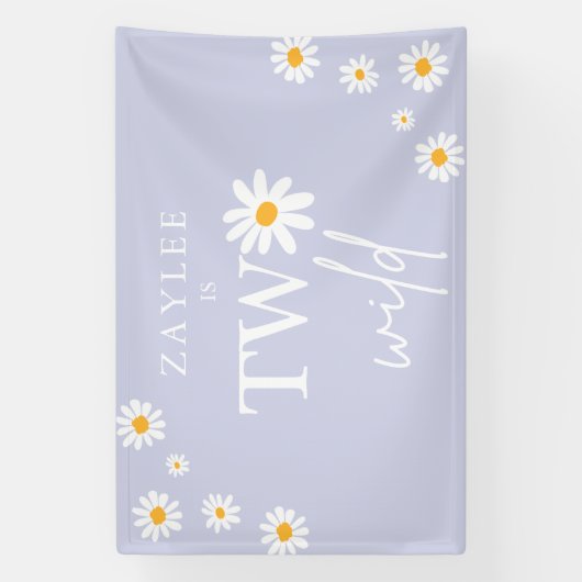 Twee Wild 2e verjaardag Boho Daisy Welkom Spandoek (Verticaal)