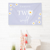Twee Wild 2e verjaardag Boho Daisy Welkom Spandoek (Insitu)