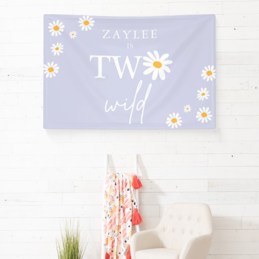 Twee Wild 2e verjaardag Boho Daisy Welkom Spandoek (Insitu)