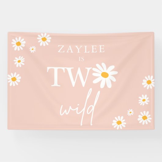 Twee Wild 2e verjaardag Boho Daisy Welkom Spandoek (Horizontaal)