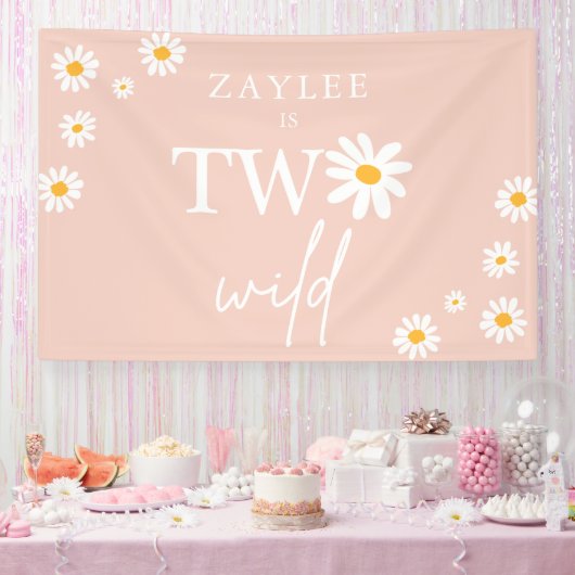 Twee Wild 2e verjaardag Boho Daisy Welkom Spandoek (Feest)