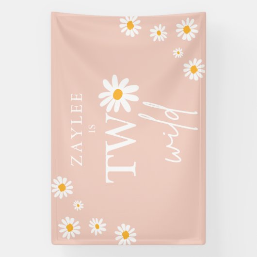 Twee Wild 2e verjaardag Boho Daisy Welkom Spandoek (Verticaal)