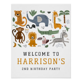 Twee Wild 2e Verjaardag Safari Dieren Kinder Welko Perfect Poster