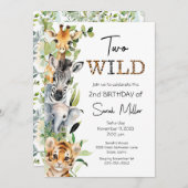 Twee Wild 2e Verjaardagsfeestuitnodiging Kaart (Voorkant / Achterkant)