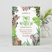 Twee Wild Animal Safari Tweede Verjaardagsfeest Kaart (Staand voorkant)