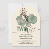 Twee Wild Arch Giraffe Dier 2e Verjaardagsfeest Kaart (Voorkant)
