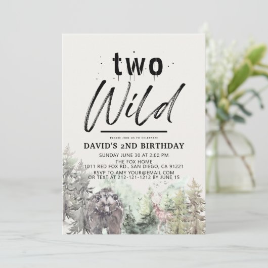 Twee Wild Beer Forest Mountain Boy 2e verjaardag Kaart (Staand voorkant)