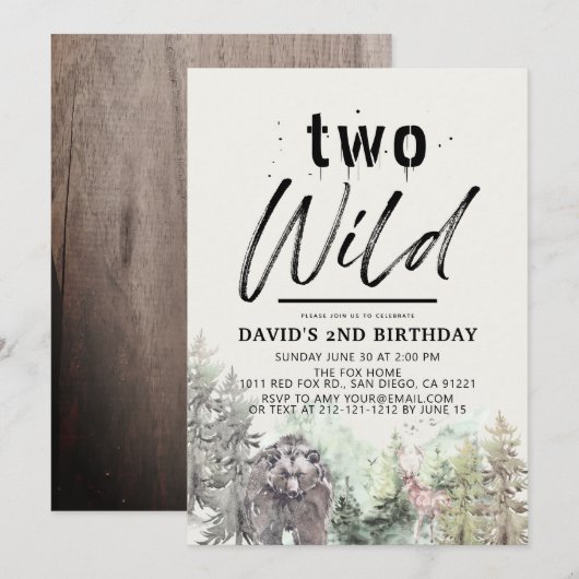 Twee Wild Beer Forest Mountain Boy 2e verjaardag Kaart (Voorkant / Achterkant)