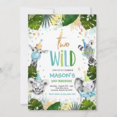 Twee Wild Birthday Gold Safari Oerwoud Animals Par Kaart (Voorkant)