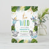 Twee Wild Birthday Gold Safari Oerwoud Animals Par Kaart (Staand voorkant)