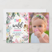 Twee Wild Birthday Gold Safari Oerwouden Partij Kaart (Voorkant)