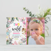 Twee Wild Birthday Gold Safari Oerwouden Partij Kaart (Staand voorkant)