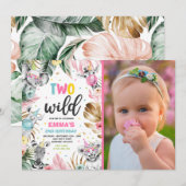 Twee Wild Birthday Gold Safari Oerwouden Partij Kaart (Voorkant / Achterkant)