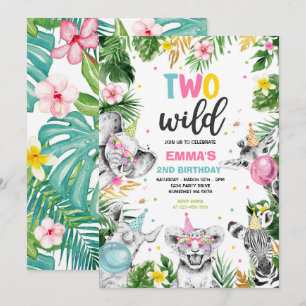 Twee Wild Birthday Gold Safari Oerwouden Partij Kaart