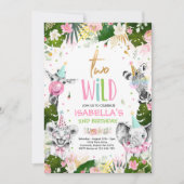 Twee Wild Birthday Gold Safari Oerwouden Partij Kaart (Voorkant)