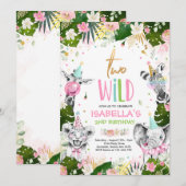 Twee Wild Birthday Gold Safari Oerwouden Partij Kaart (Voorkant / Achterkant)