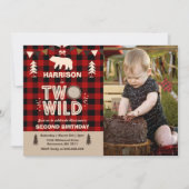 Twee Wild Birthday Invitation Lumberjack Two Wild Kaart (Voorkant)