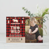 Twee Wild Birthday Invitation Lumberjack Two Wild Kaart (Staand voorkant)