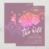 Twee Wild Boho Floral Groovy 2e verjaardag Kaart (Voorkant / Achterkant)
