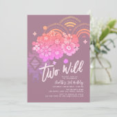 Twee Wild Boho Floral Groovy 2e verjaardag Kaart (Staand voorkant)
