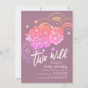 Twee Wild Boho Floral Groovy 2e verjaardag Kaart