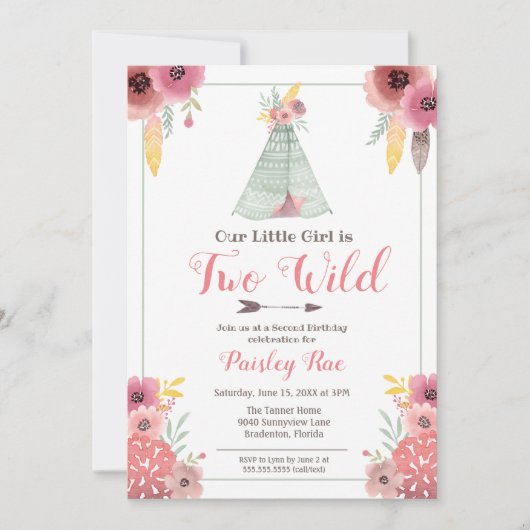 Twee Wild Boho Girls Tweede verjaardag Kaart (Voorkant)