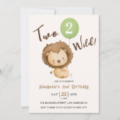 Twee Wild Boy 2e Verjaardag Leeuw Sage Groene Ball Kaart (Voorkant)