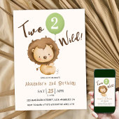Twee Wild Boy 2e Verjaardag Leeuw Sage Groene Ball Kaart