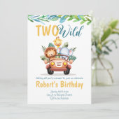 Twee Wild Boy Safari Birthday Uitnodiging (Staand voorkant)