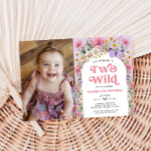 Twee Wild Butterfly Wildflower 2e Verjaardag Foto Kaart