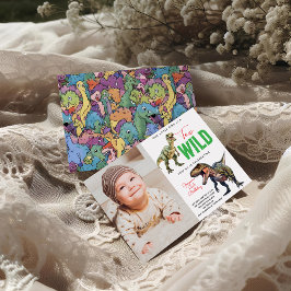 Twee Wild Dino Party Boy Dinosaurus 2e Verjaardag Kaart