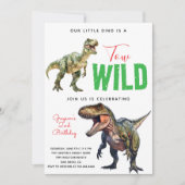 Twee Wild Dino Party Boy Dinosaurus 2e Verjaardag Kaart (Voorkant)