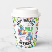 Twee Wild Dino Party Boy Dinosaurus 2e Verjaardag Papieren Bekers (Voorkant)